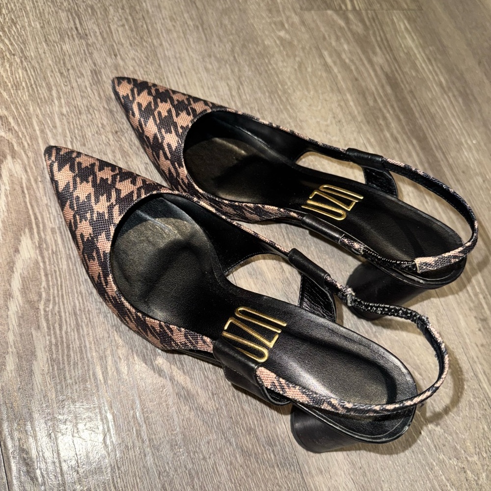 Chic Houndstooth Slingback Heels - image 1